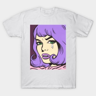 Purple Bangs Crying Comic Girl T-Shirt